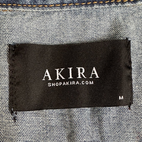 Akira Denim jacket sz MD handpainted butterfly/stripes metal spike studs OOAK - Picture 15 of 15